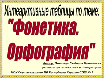 Интеарктивные таблицы по теме: