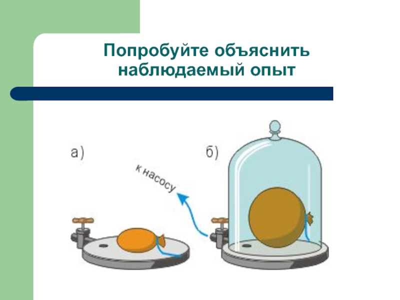 Объясните наблюдаемое. Опыт давление газа с шаром. Опыт с шариком давление газа. Опыт 