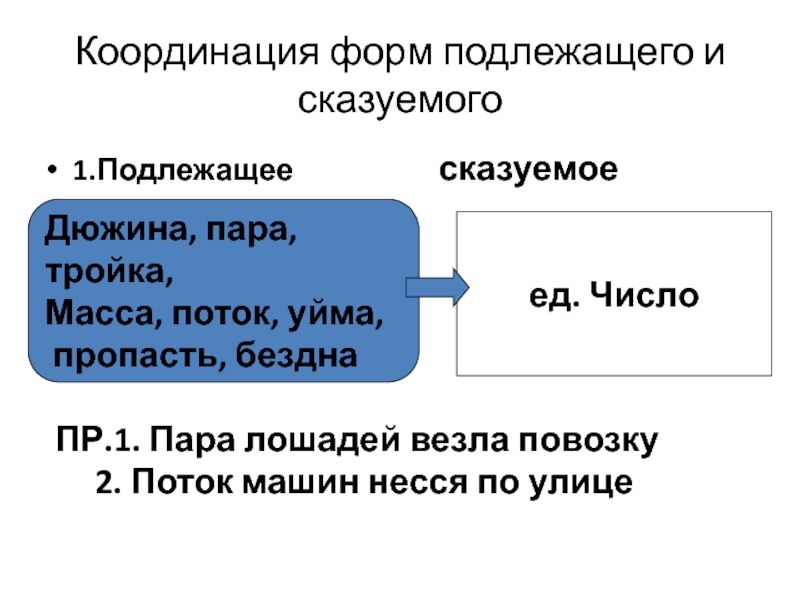 Сказуемое и подлежащее координируются в формах