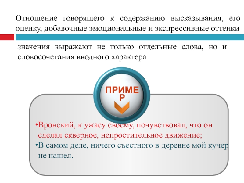 Отношение говорящего. Вронский к ужасу своему почувствовал что он сделал скверное. Рассказать соотношение. Скверное непростительное движение. К ужасу вводное.