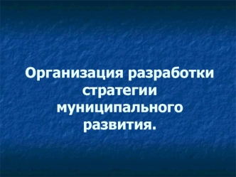 Организация разработки стратегии муниципального развития