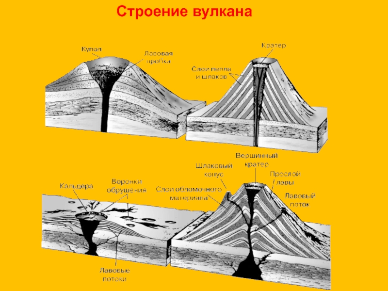 В строении вулкана слои пепла чередуются со слоями застывшей лавы картинки