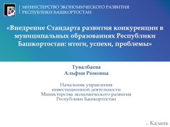 Внедрение Стандарта развития конкуренции в муниципальных образованиях Республики Башкортостан: итоги, успехи, проблемы