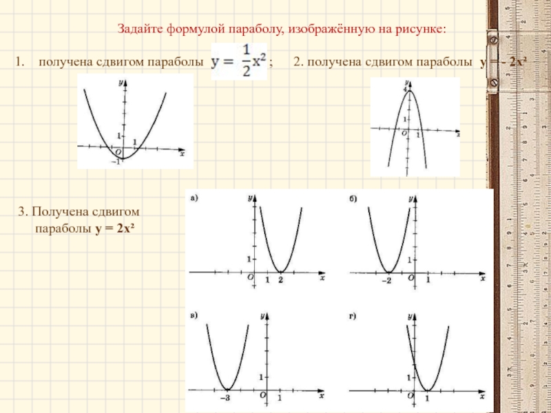 Парабола точки построения. Смещение графиков квадратичной функции. Смещение Графика функции параболы. Формулы смещения графиков функций параболы. Сдвиг Графика функции параболы.