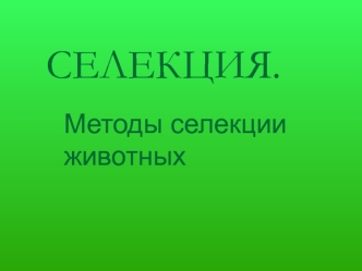 СЕЛЕКЦИЯ.