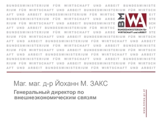 Маг. маг. д-р Йоханн М. ЗАКС
  Генеральный директор по    внешнеэкономическим связям