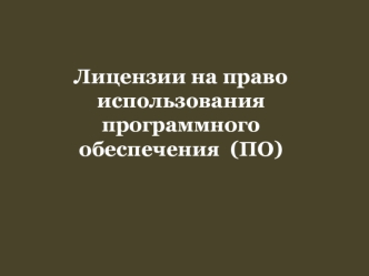 Лицензии на право использования программного  обеспечения  (ПО)