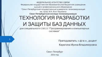Технология разработки и защиты баз данных