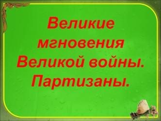 Великие мгновения Великой войны. Партизаны