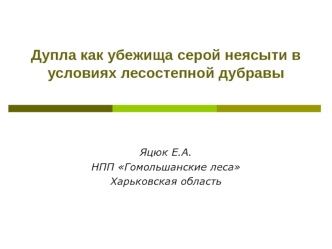 Дупла как убежища серой неясыти в условиях лесостепной дубравы
