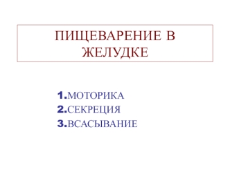 Пищеварение в желудке