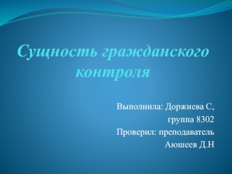 Сущность гражданского контроля