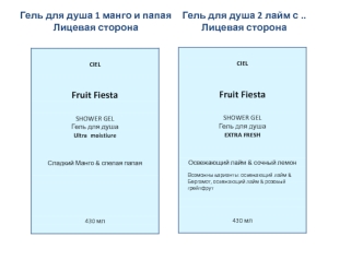 Гель для душа 1 манго и папая  
Лицевая сторона