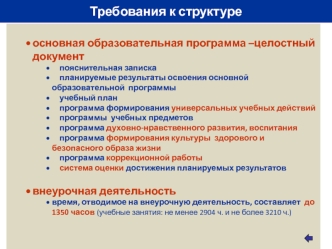 Требования к структуре