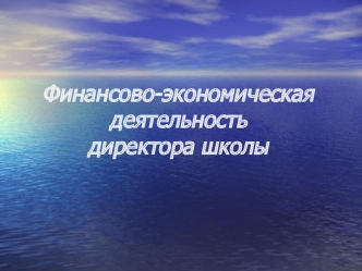 Финансово-экономическая деятельность директора школы