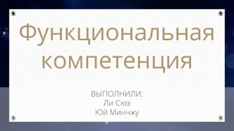 Функциональная компетенция