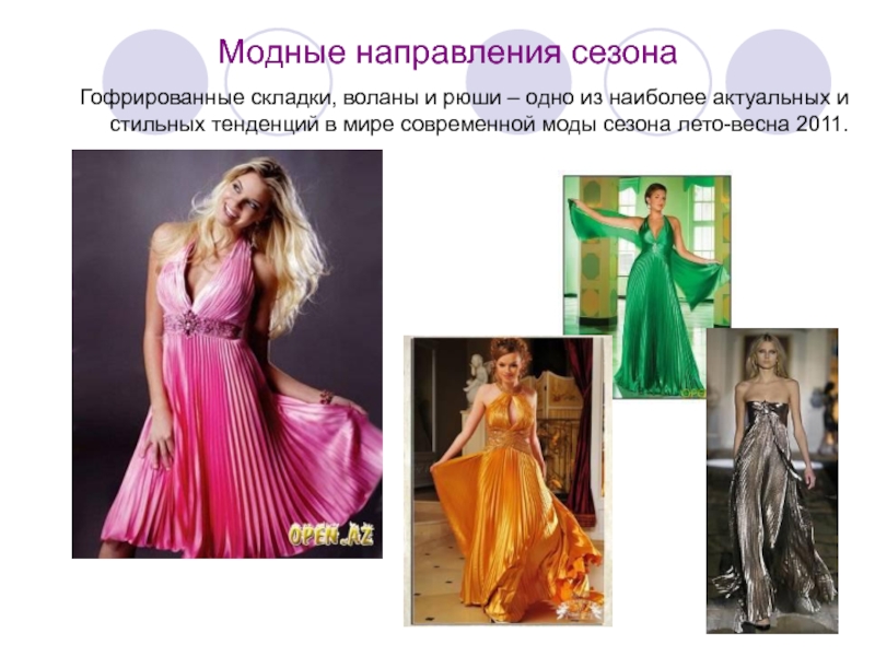 Модные направления сезона Гофрированные складки, воланы и рюши – одно из наиболее актуальных и