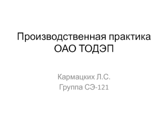 Производственная практика ОАО ТОДЭП