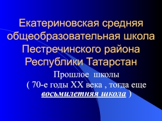 Екатериновская средняя общеобразовательная школа Пестречинского района Республики Татарстан