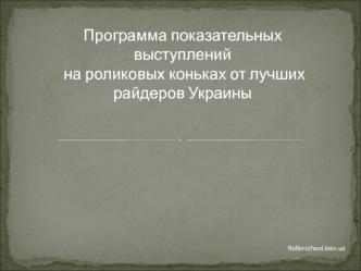Программа показательных выступлений
 на роликовых коньках от лучших 
райдеров Украины
