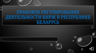 Правовое регулирование деятельности бирж в Республике Беларусь