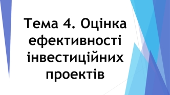 Оцінка ефективності інвестиційних проектів