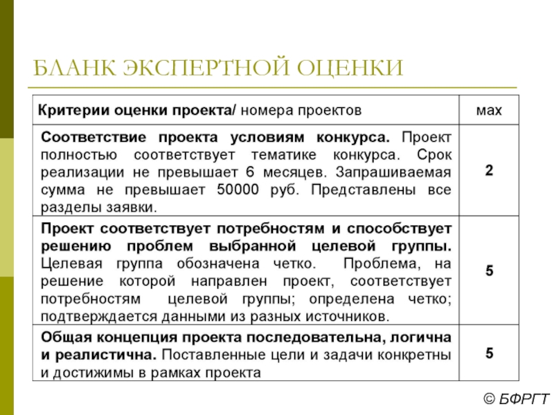 Экспертная оценка проектов