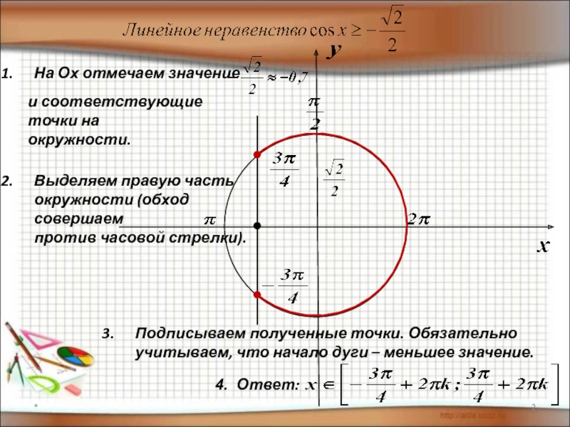 Презентация тригонометрические неравенства 10 класс колягин