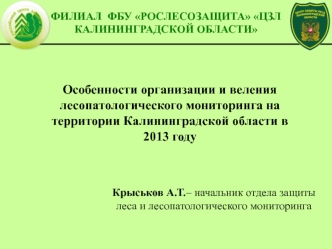 Организация и ведение лесопатологического мониторинга, на территории Калининградской области