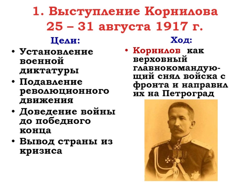 План корнилова 1917