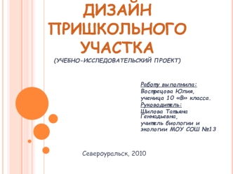 Ландшафтный дизайн пришкольного участка(Учебно-исследовательский проект)