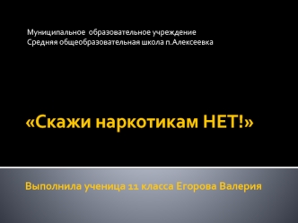 Скажи наркотикам НЕТ!Выполнила ученица 11 класса Егорова Валерия