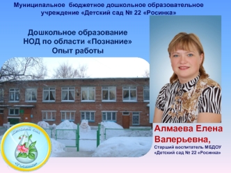 Алмаева Елена Валерьевна,
Старший воспитатель МБДОУ Детский сад № 22 Росинка