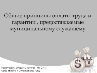 Общие принципы оплаты труда и гарантии , предоставляемые муниципальному служащему