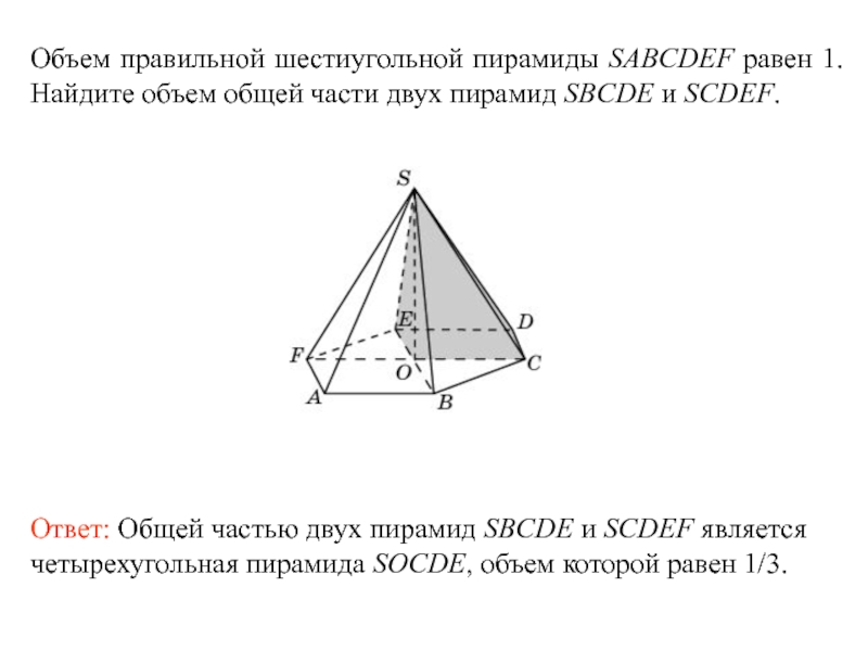 Найдите объем шестиугольной. Объем правильной шестиугольной пирамиды. Как найти объем шестиугольной пирамиды. Объём правильной шестиугольной пирамиды SABCDEF. Объем шестигранной пирамиды.