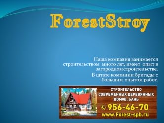 Компания ForestStroy. Строительство домов и бань