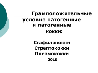 Грамположительные условно патогенные и патогенные кокки