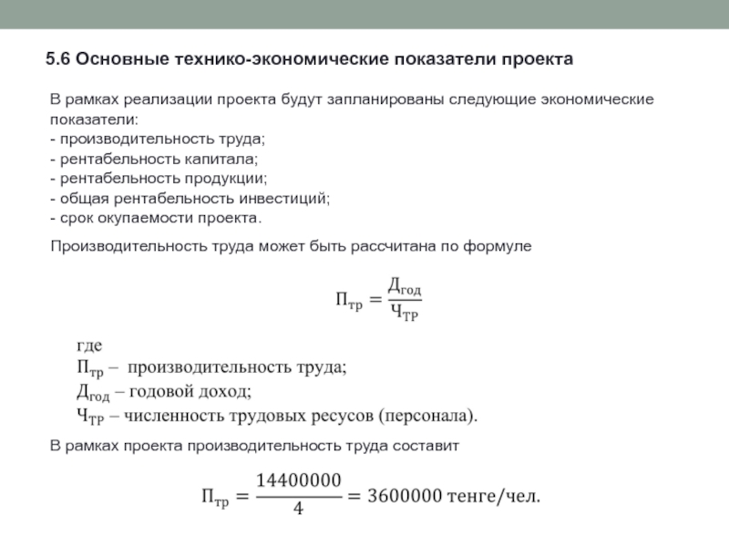 Производительность труда рентабельность проекта доходность инвестиций