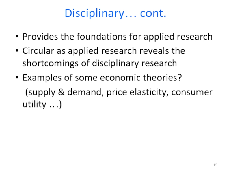 Provides the foundations for applied researchCircular as applied research reveals the