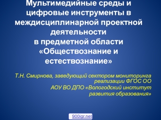 Мультимедийные среды и цифровые инструменты в междисциплинарной проектной деятельности в предметной области