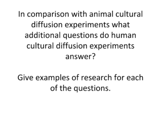 Cultural diffusion in humans and animals