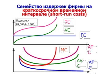 Совершенная конкуренция. Ceмейство издержек фирмы на краткосрочном временном интервале