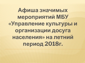 Афиша значимых мероприятий летний период