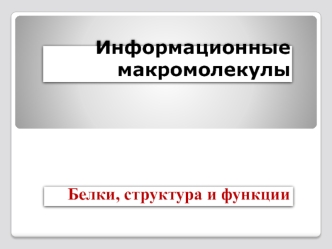 Информационные макромолекулы