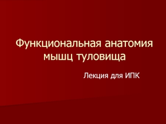 Функциональная анатомия мышц туловища