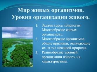 Мир живых организмов. Уровни организации живого