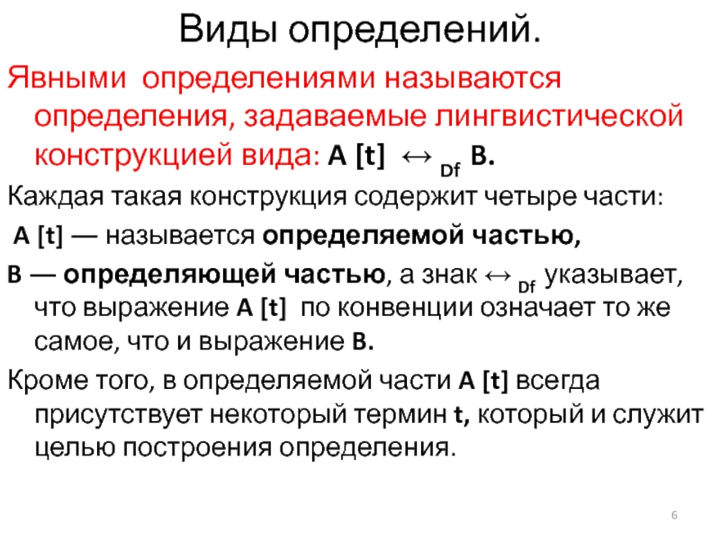 Как называется определение. Виды явных определений. Явные определения. Определением называется. Правила явного определения.