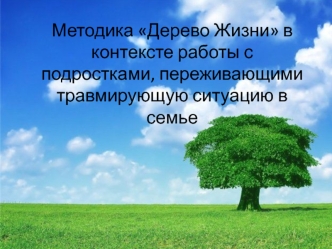 Методика Дерево Жизни в контексте работы с подростками, переживающими травмирующую ситуацию в семье