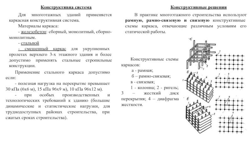 Рамно связевая конструктивная схема