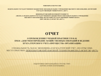 Отчет о прохождении практики. Документирование хозяйственных операций и ведение бухгалтерского учета имущества организации